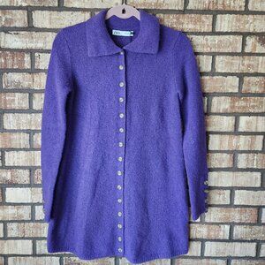 ZARA Long Cardigan with Collar Purple Size S NWT